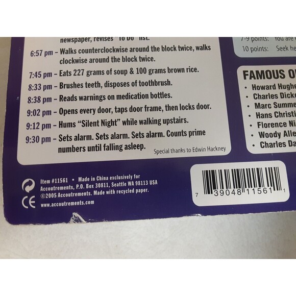 Obsessive Compulsive Action Figure MOC 2005 Face Mask & Moist Towelette NIP - Picture 8 of 9